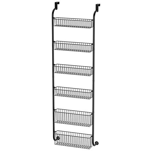 8 Tier Over the Door Pantry Organizer with 8 Full Baskets, Metal White Z4677