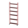 Red 6-Tier Wire Rolling Storage Cart with Wheels O437772