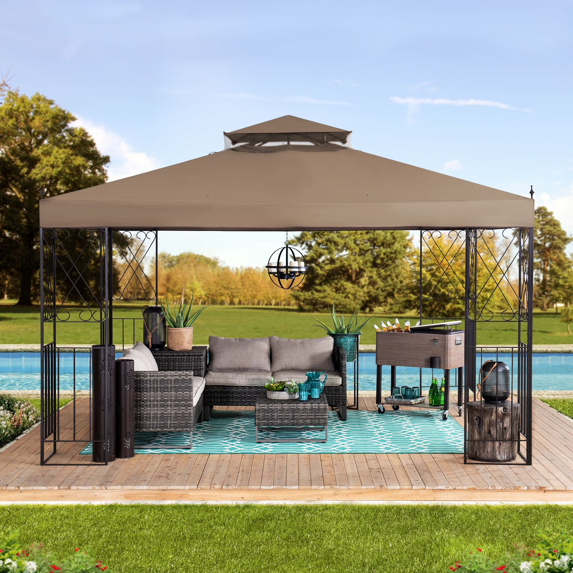10 x 12 ft. 2 Tiered Steel Gazebo Y87145