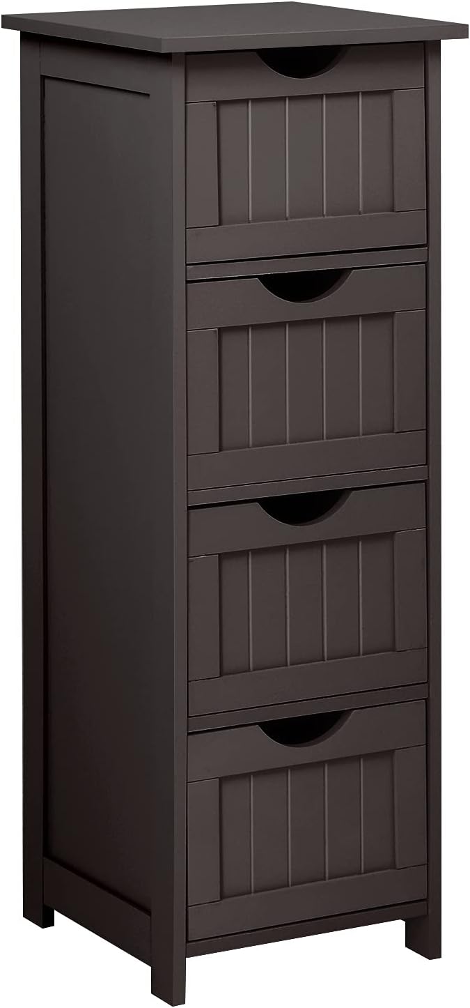 Espresso Wooden Bathroom Storage Cabinet with 4 Drawers D331