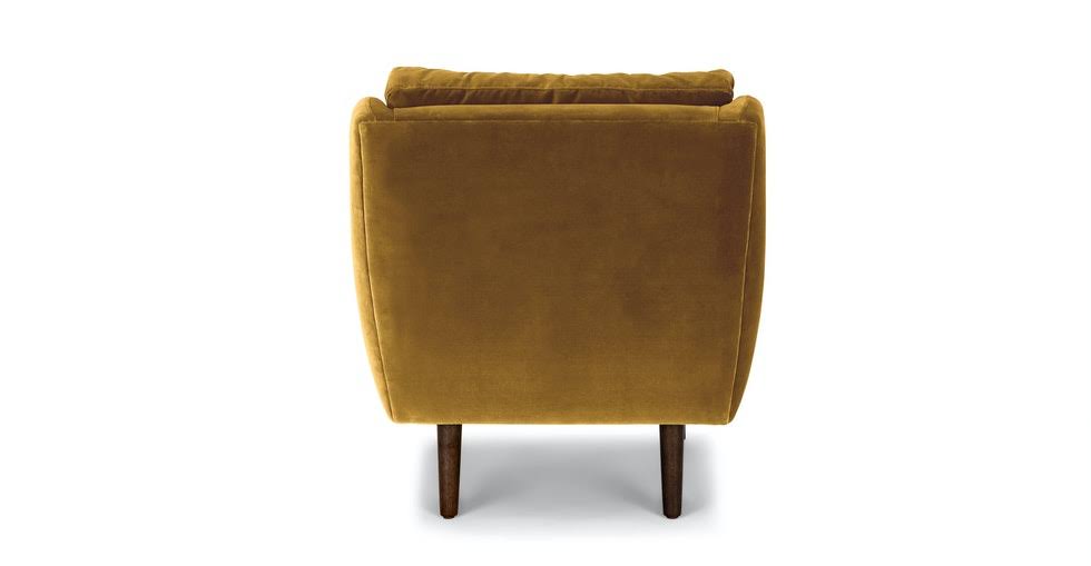 Yellow Velvet Chair with Walnut Wood Legs A74811