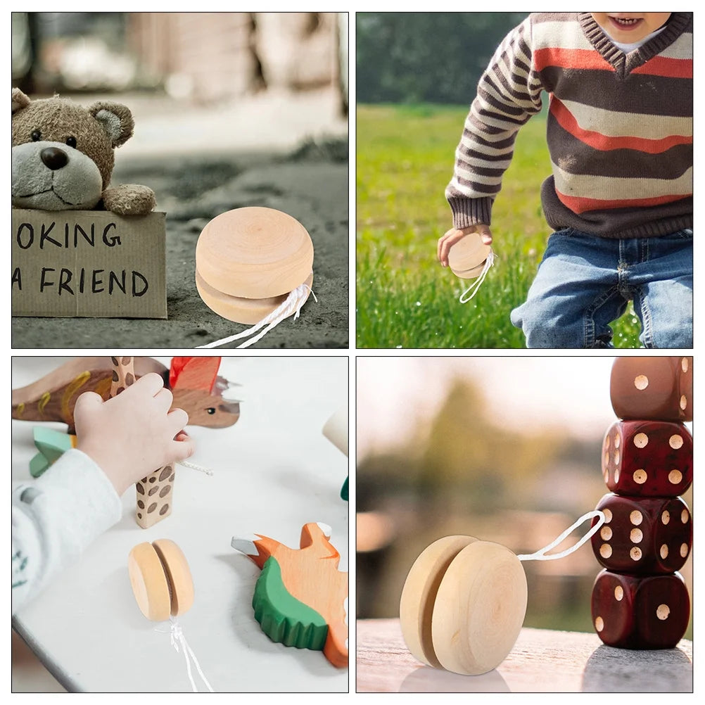 12Pcs Unfinished Wooden Yo-Yo Balls for DIY Hand Painting I919