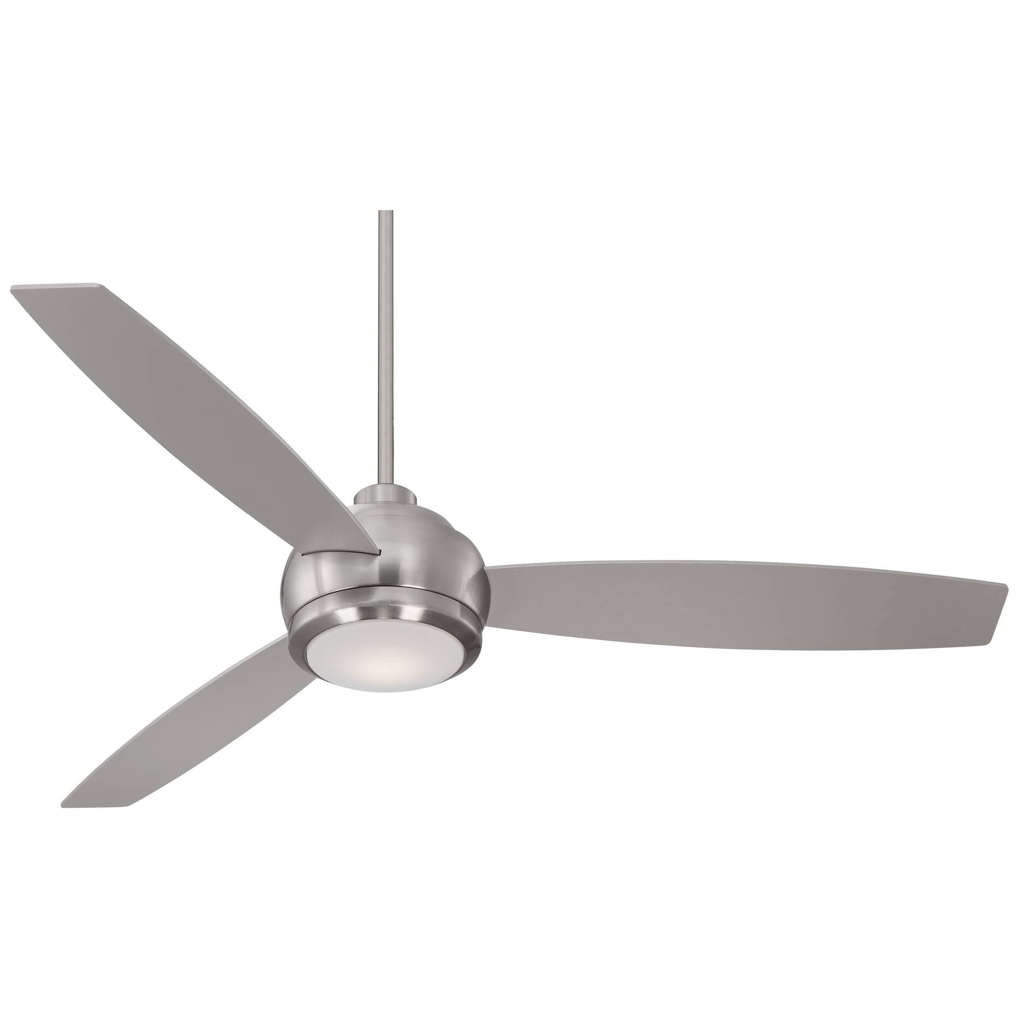 Brushed Nickel LED Ceiling Fan with Light Opal Glass W3118