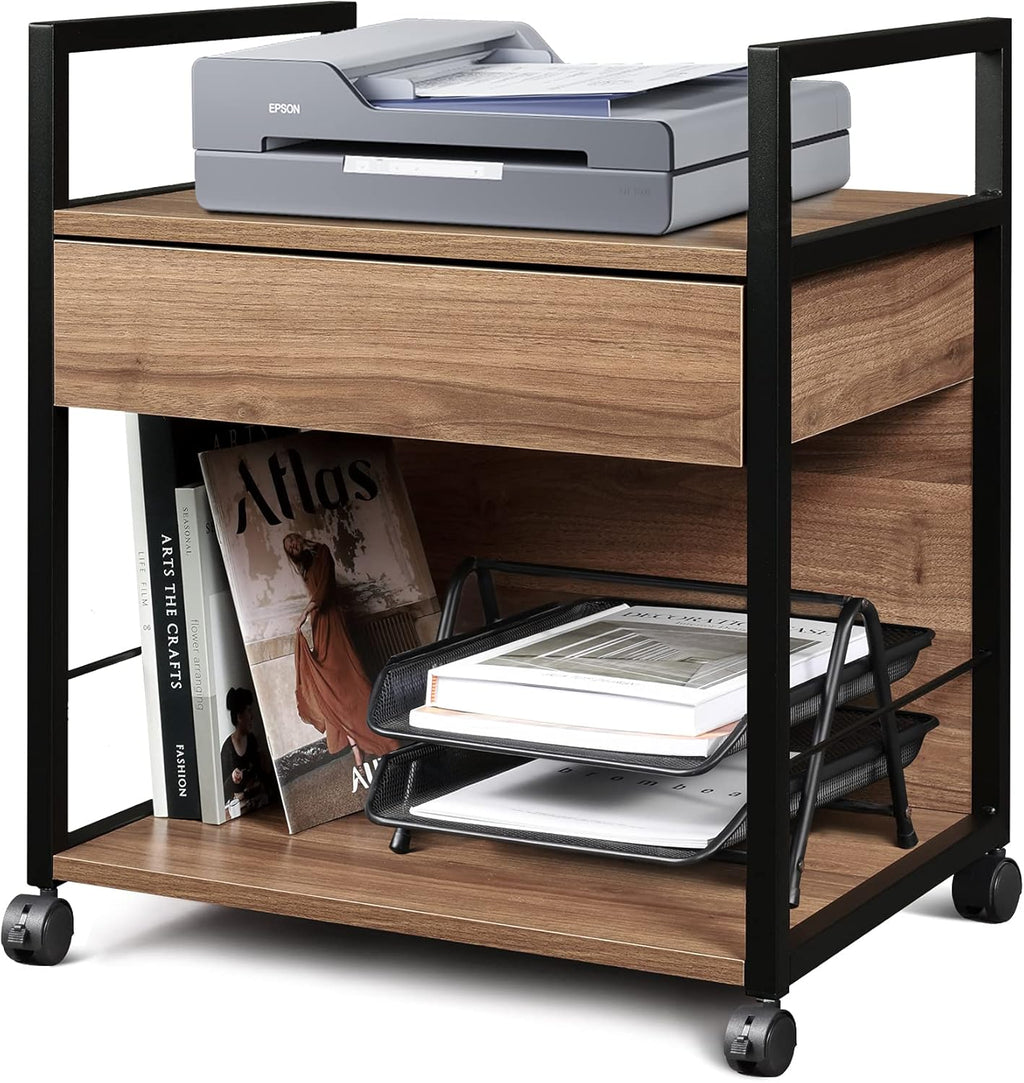 Mobile Printer Stand with Storage Drawer File Cabinet Printer Cart W307928