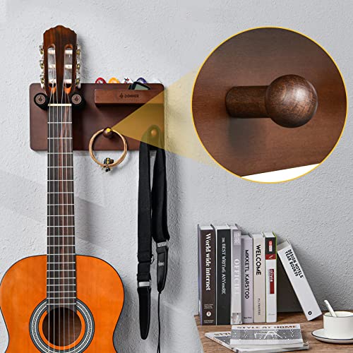 Wood Guitar Wall Mount Shelf with Pick Holder and 2 Hooks F984106