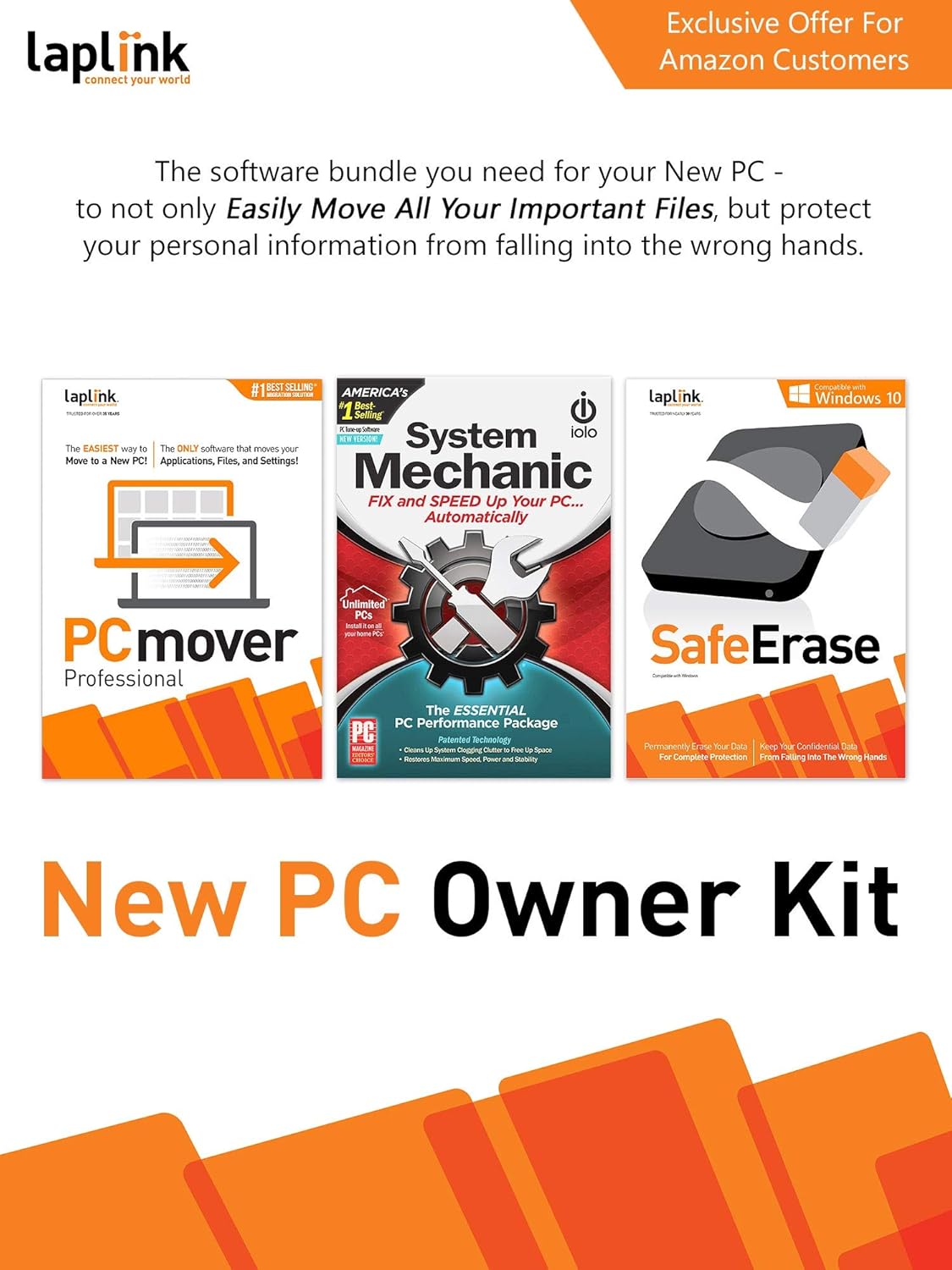 PC Owner Kit with PCmover Professional, SafeErase, System Mechanic U153382
