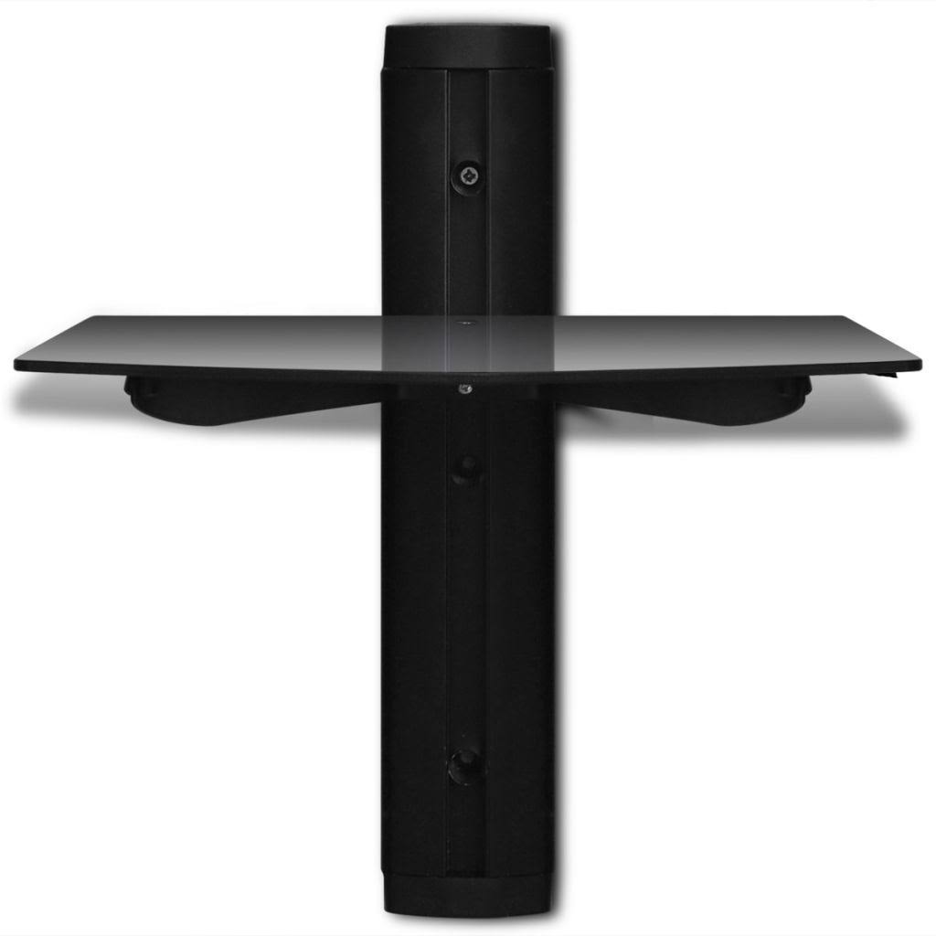 Black Wall Mounted Glass DVD Shelf D1688