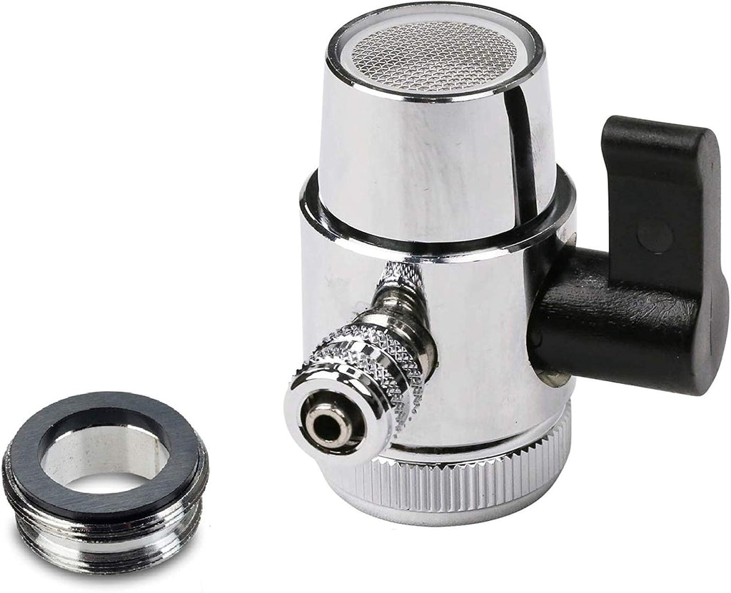 Chrome Faucet Diverter Valve with Adapter Ring 3/8" Barb I337