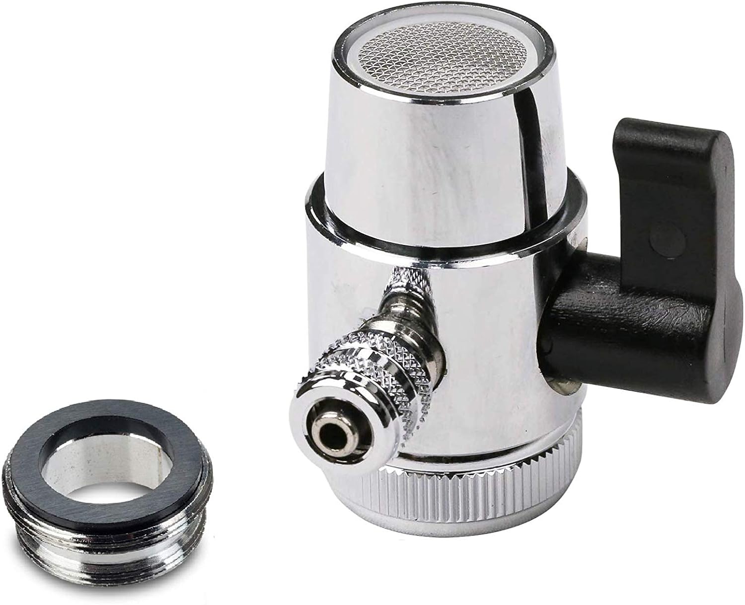 Chrome Faucet Diverter Valve with Adapter Ring 3/8" Barb I337