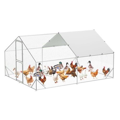 Large Metal Chicken Coop with Waterproof Cover 9.8 x 13.1 x 6.6ft H3222