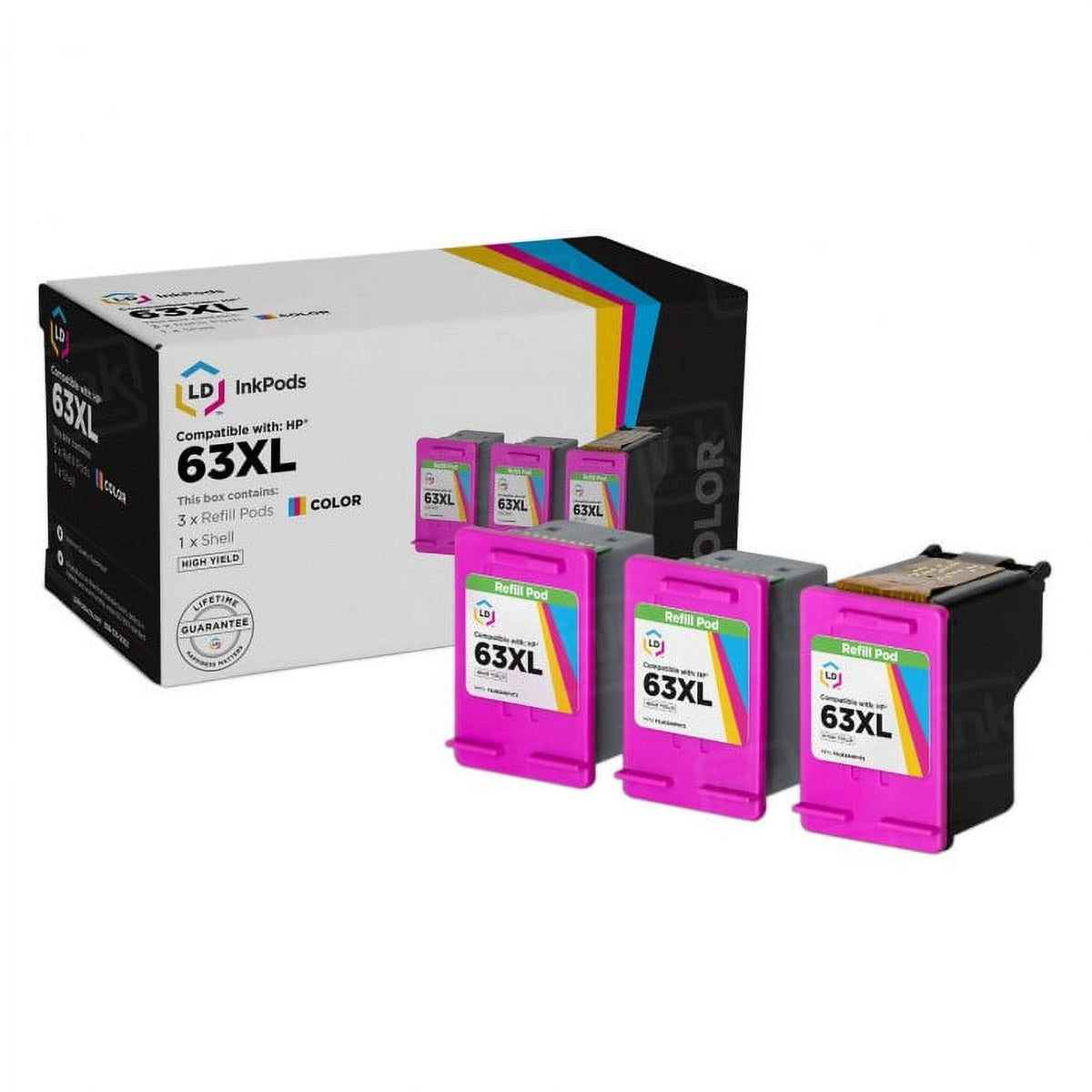 3Pk Ink Cartridge for HP 63XL B1286