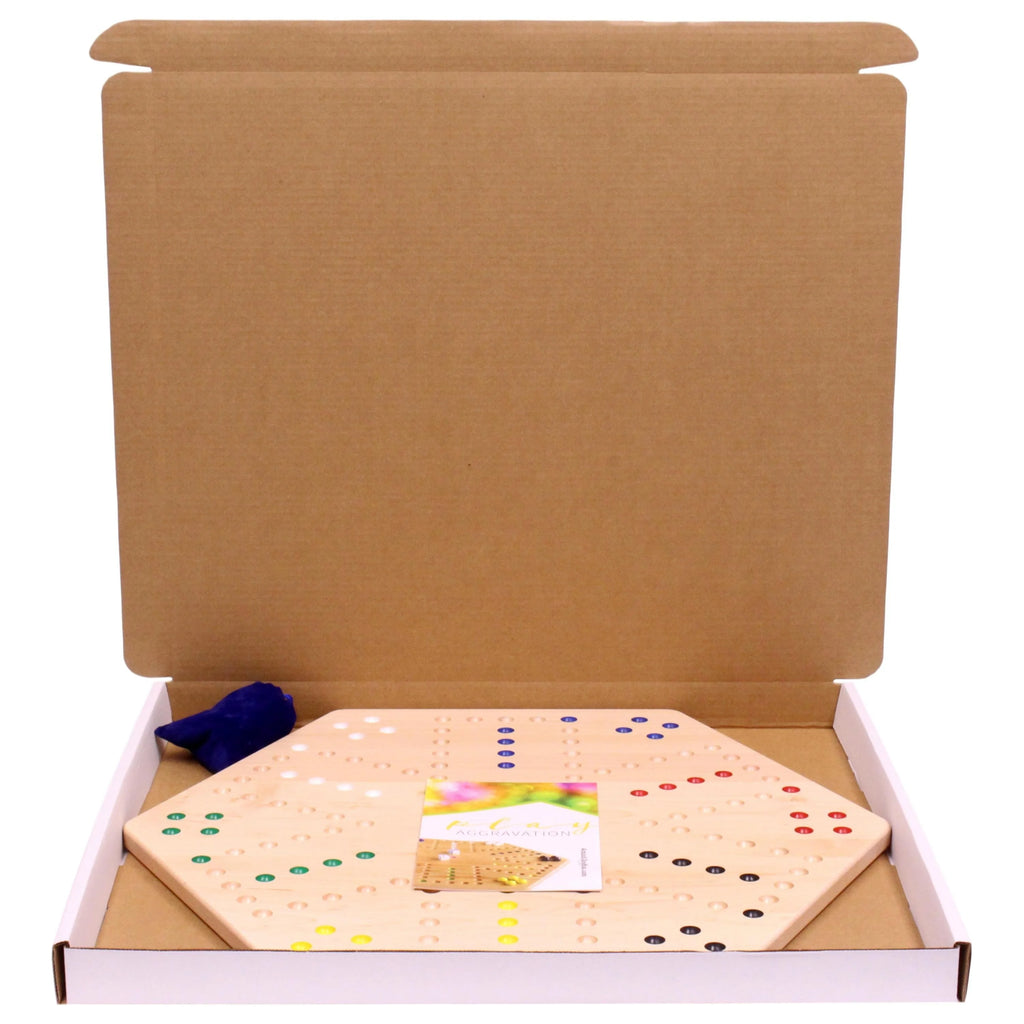Large 24" Wooden Hand-Painted Aggravation Board Game with 22mm Marbles and Dice N281219