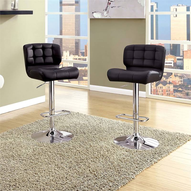 Black Faux Leather Adjustable Bar Stool I34441