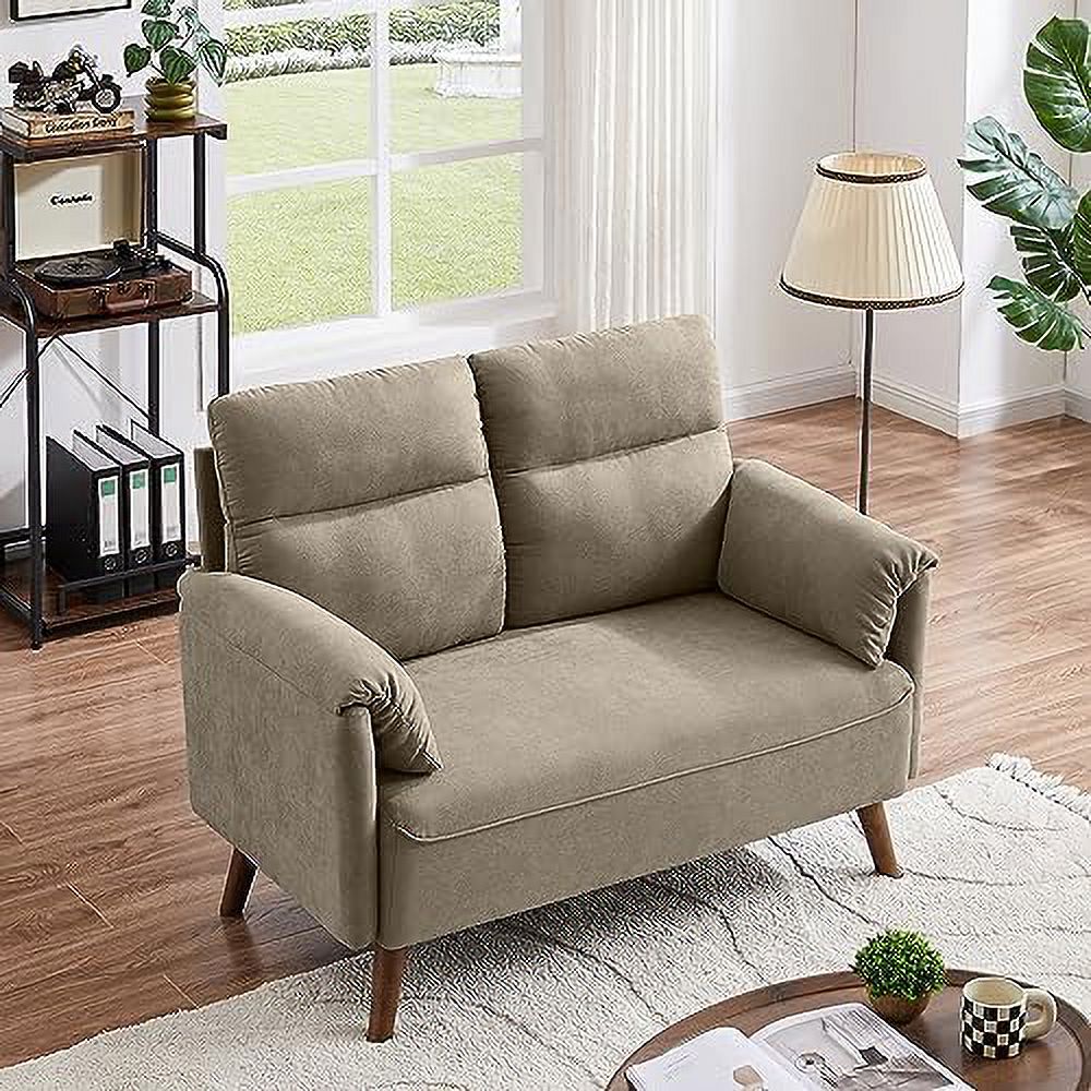 50.6" Small Loveseat Sofa with Back Cushions and Wood Legs R15540