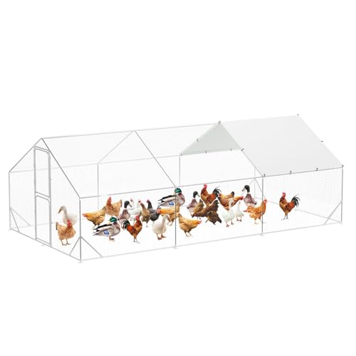 Large Metal Chicken Coop with Waterproof Cover 9.8 x 13.1 x 6.6ft H3222