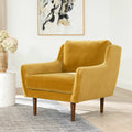 Yellow Velvet Chair with Walnut Wood Legs A74811