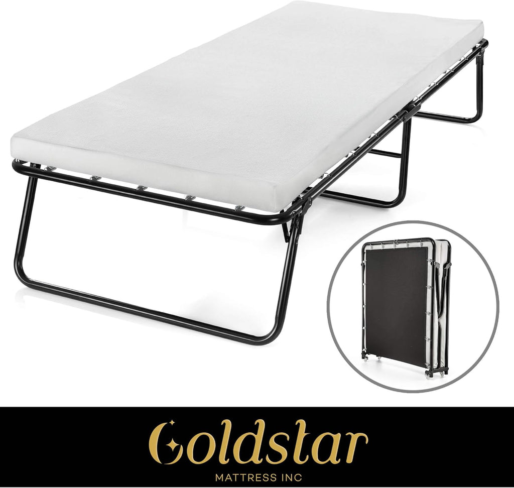 Rollaway Folding Guest Bed with 3-Inch Memory Foam Mattress C337