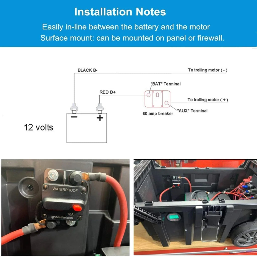 150 Amp Circuit Breaker with Manual Reset 12V-36V DC Waterproof Surface Mount U2932