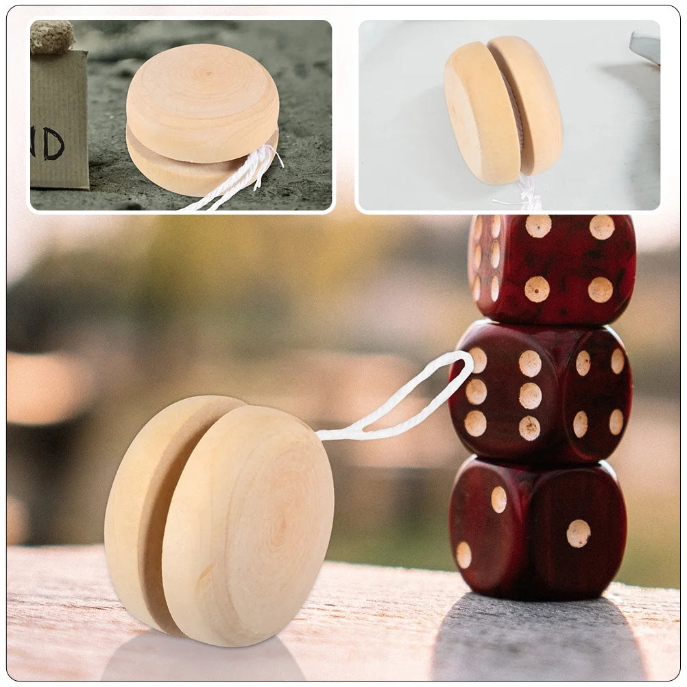 12Pcs Unfinished Wooden Yo-Yo Balls for DIY Hand Painting I919