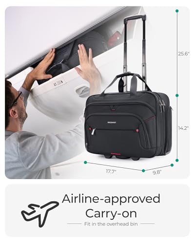 Black Rolling Laptop Bag with Wheels for 17.3 Inch Laptop P3949