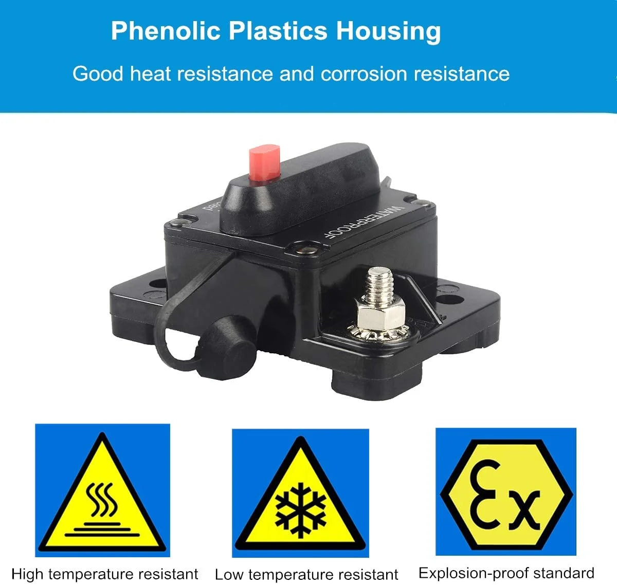 150 Amp Circuit Breaker with Manual Reset 12V-36V DC Waterproof Surface Mount U2932