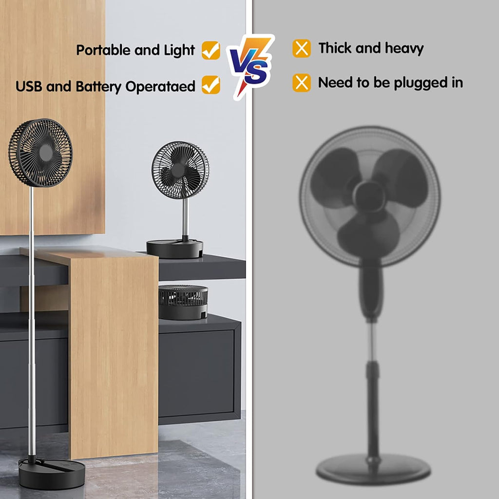 8 Portable Rechargeable Oscillating Fan, 10000mAh, 3 Speeds, Foldable, Quiet USB Desk Fan, Pack of 2 Y88949
