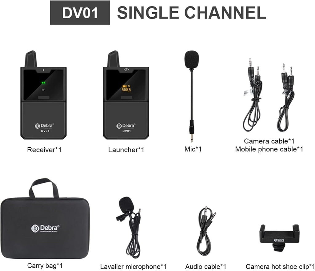 UHF Wireless Lavalier Microphone System with Transmitter and Receiver, 164 Feet, Pack of 2 N873