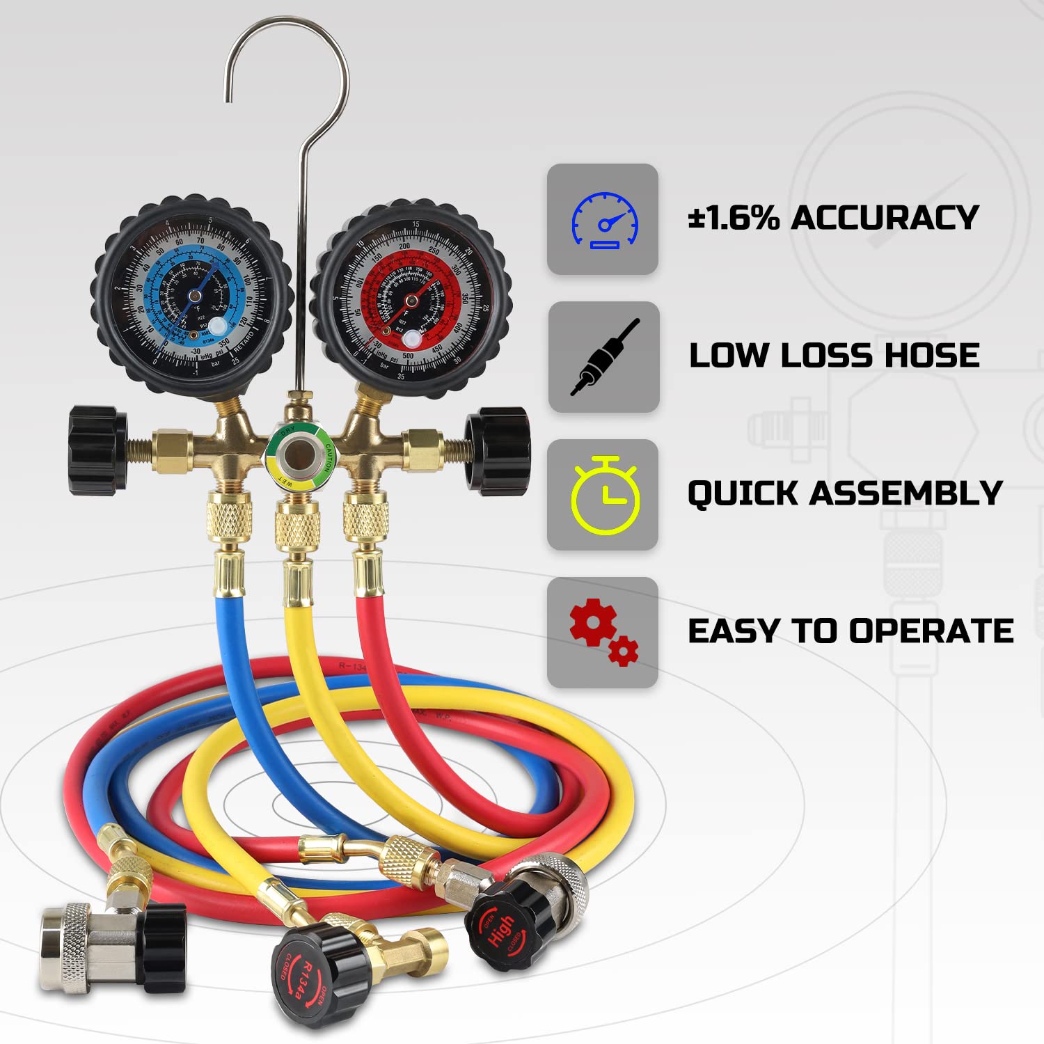 A/C Manifold Gauge Set for R134a R22 R12 R502 E585662