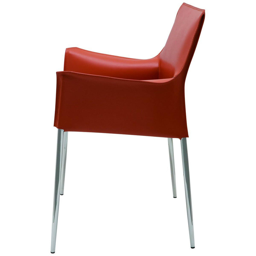 White Leather Dining Arm Chair Y314