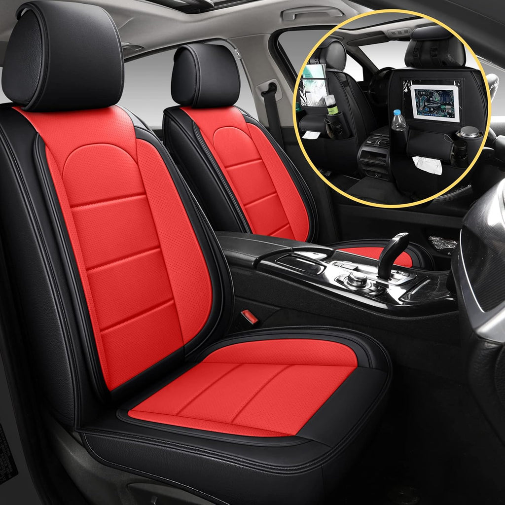 Beige Leather Car Seat Covers Front Pair N606461