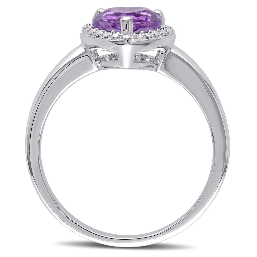 Heart-Shape Amethyst Sterling Silver Ring D9111