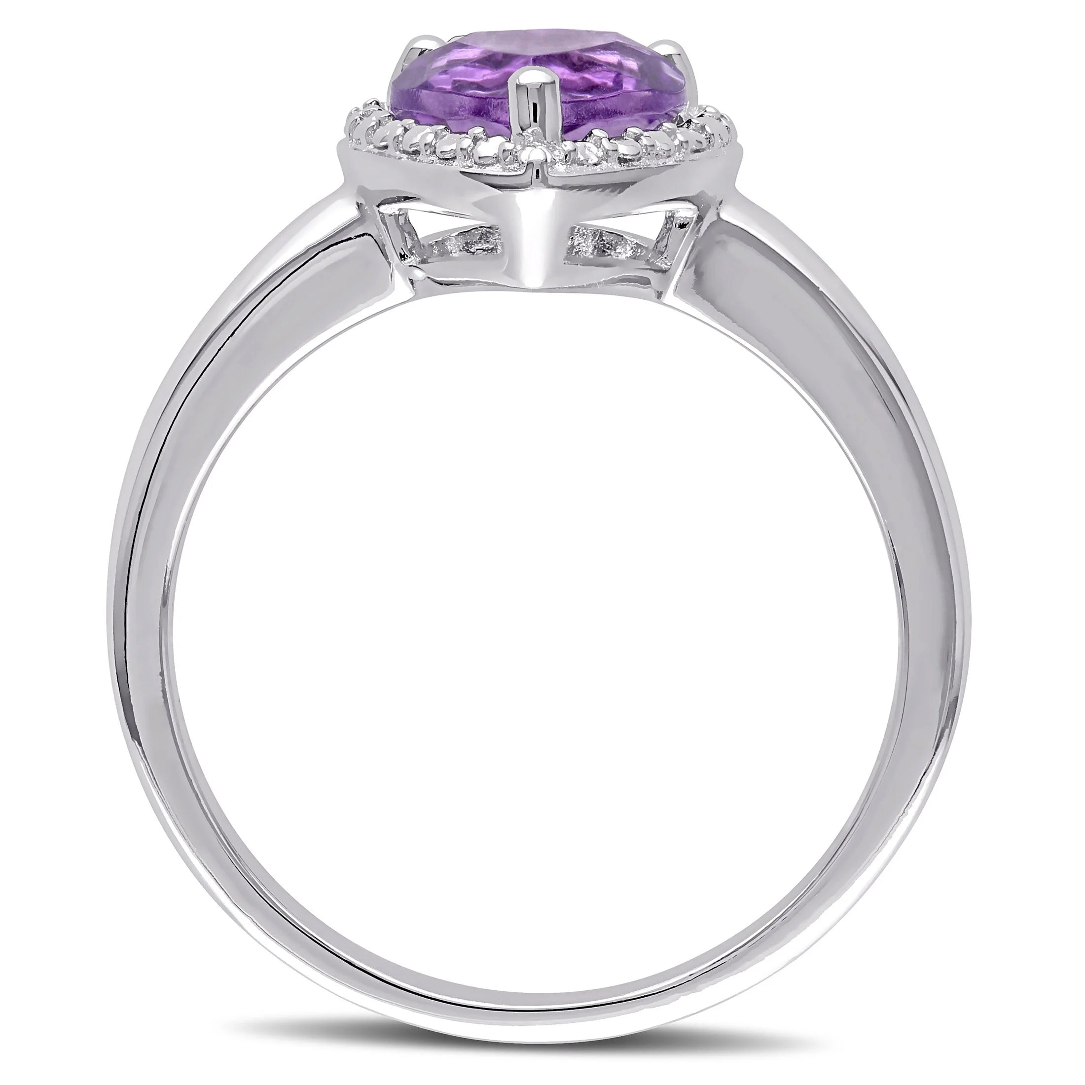 Heart-Shape Amethyst Sterling Silver Ring D9111