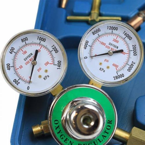 Blue Oxygen Acetylene Welding Cutting Torch Tool Kit with Regulator Twin Hose Carrying Case U686079