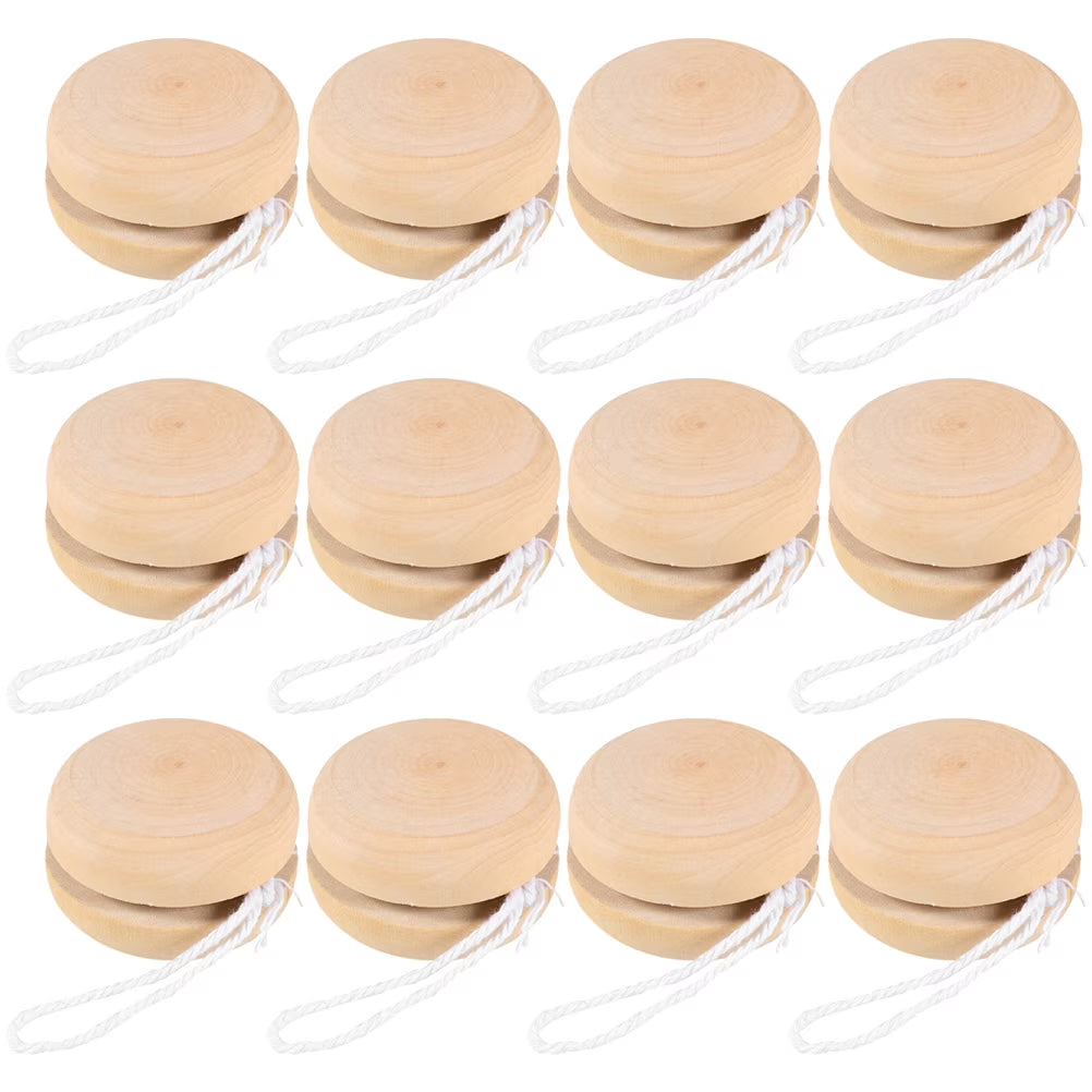 12Pcs Unfinished Wooden Yo-Yo Balls for DIY Hand Painting I919