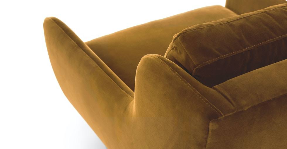 Yellow Velvet Chair with Walnut Wood Legs A74811