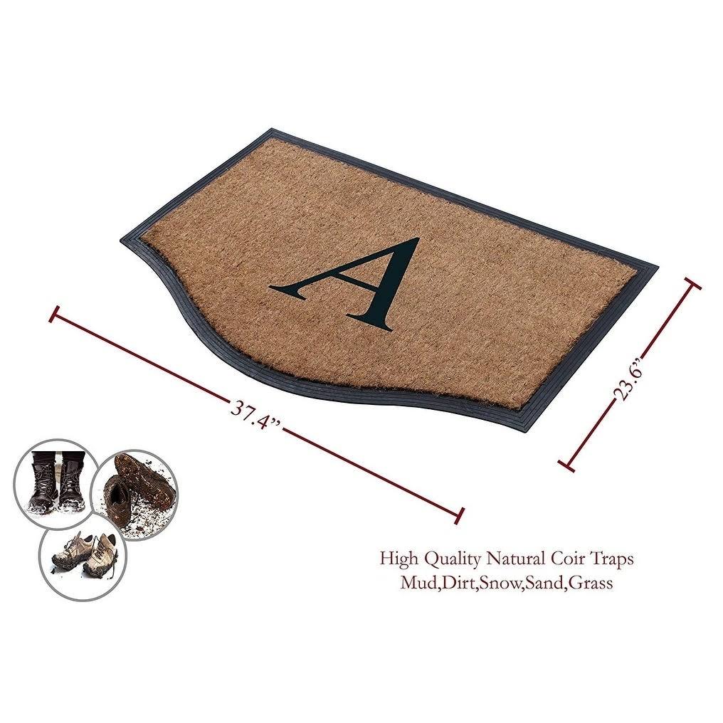 Black/Beige Rubber and Coir Non-Slip Extra Large Door Mat R876