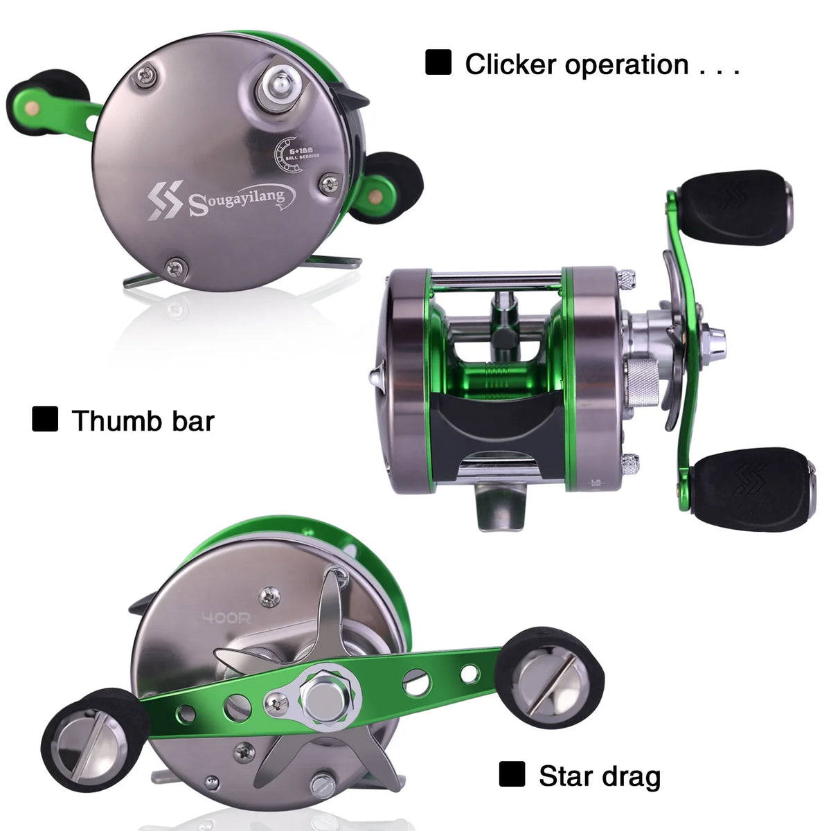 Round Baitcasting Reel Max 22LB Reinforced Metal Body Conventional Reel Z34799