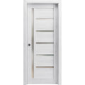 Nordic White Solid Wood Sliding French Pocket Door with Frosted Glass L854
