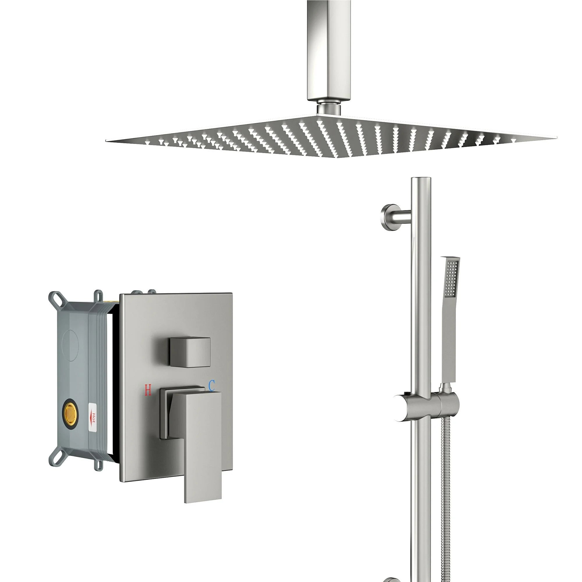 16" Rain Showerhead Shower System with Slide Bar F998957