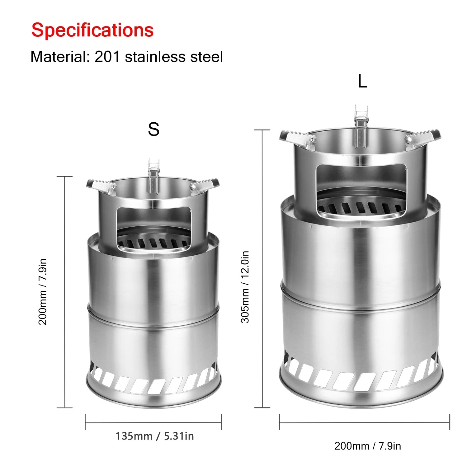 Camping Furnace Stainless Steel Detachable Wood Stove O67188