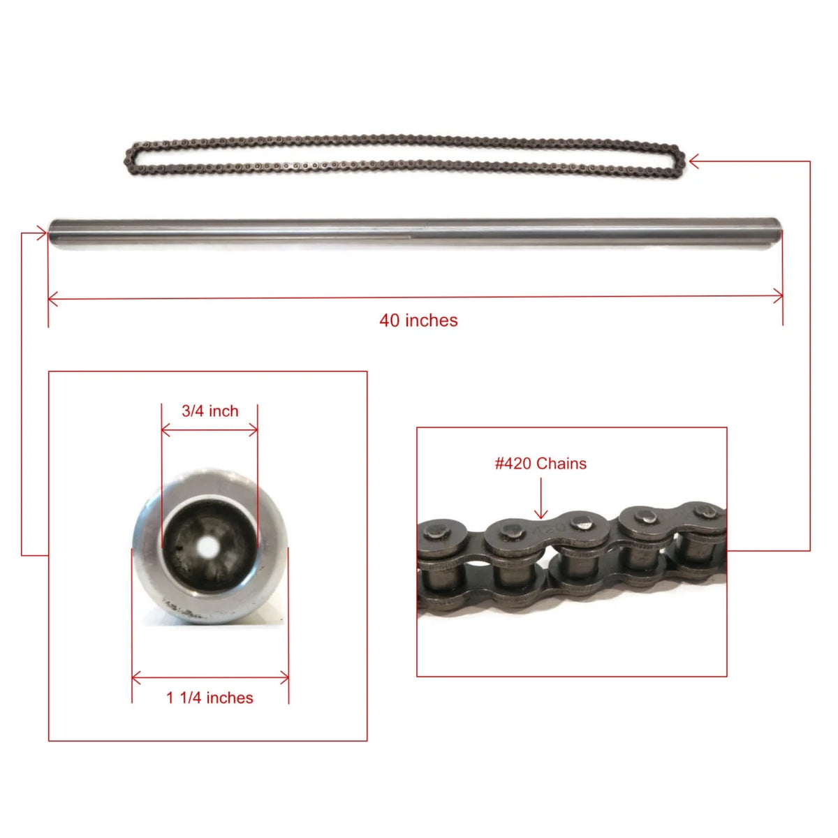 40 Inch Shaft Kit For Drift Trike Bikes With Sprocket Hub 31.75mm F1039
