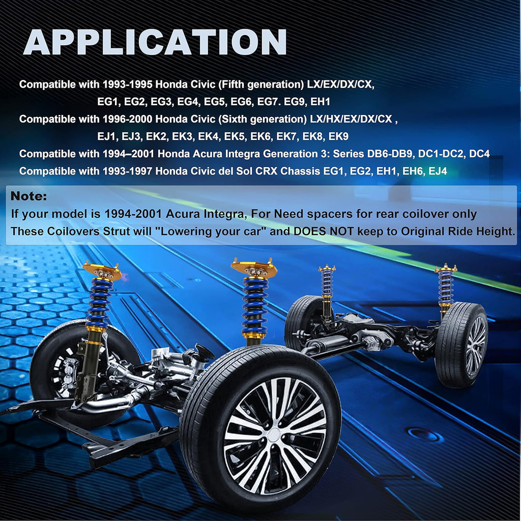 Set of 4 Adjustable Height Coilovers Struts Shock Absorber Assembly B34235