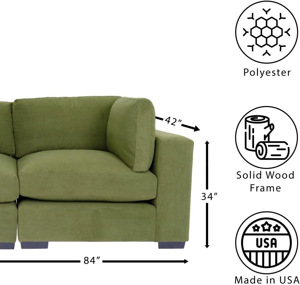 Forest Green Polyester Loveseat Sofa C48085