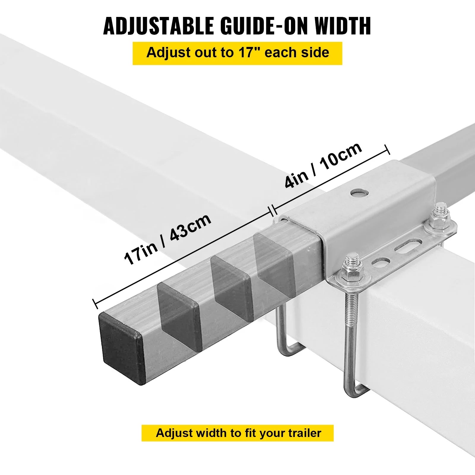 Boat Trailer Guide-on, 46", One Pair Aluminum, Adjustable Width, Complete Mounting Accessories V344