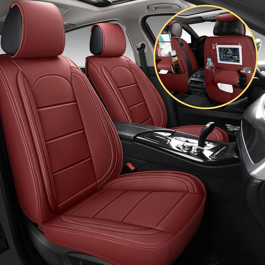 Beige Leather Car Seat Covers Front Pair N606461