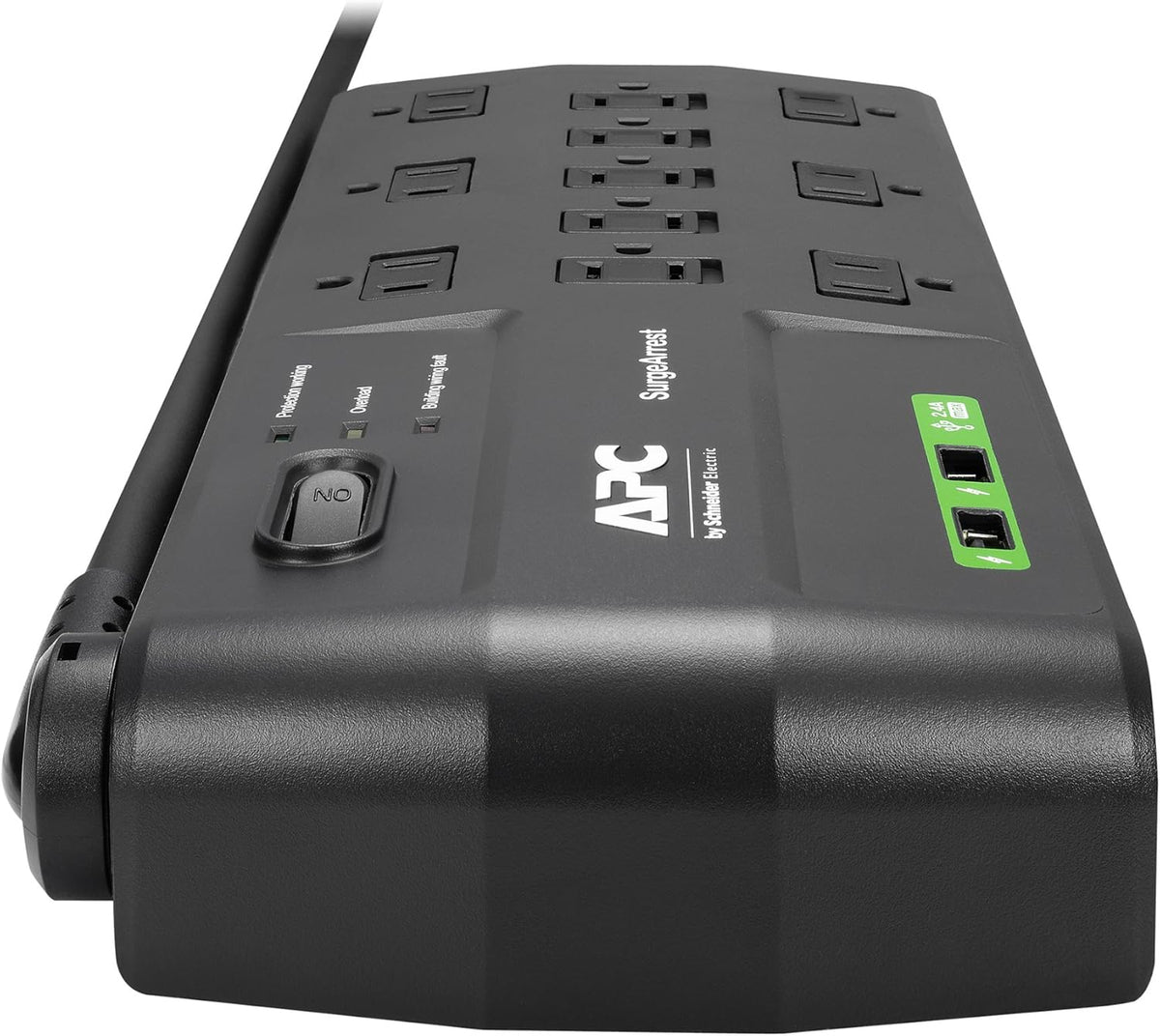 11 Outlet Power Strip Surge Protector with USB Ports, 2880 Joule, 8' Cord, Flat Plug, Black, Pack of 2 A5991