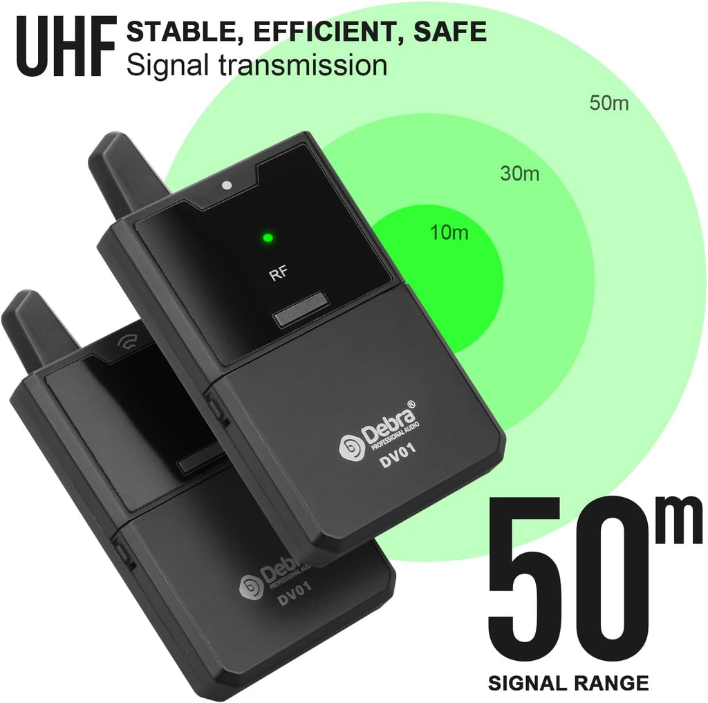 UHF Wireless Lavalier Microphone System with Transmitter and Receiver, 164 Feet, Pack of 2 N873