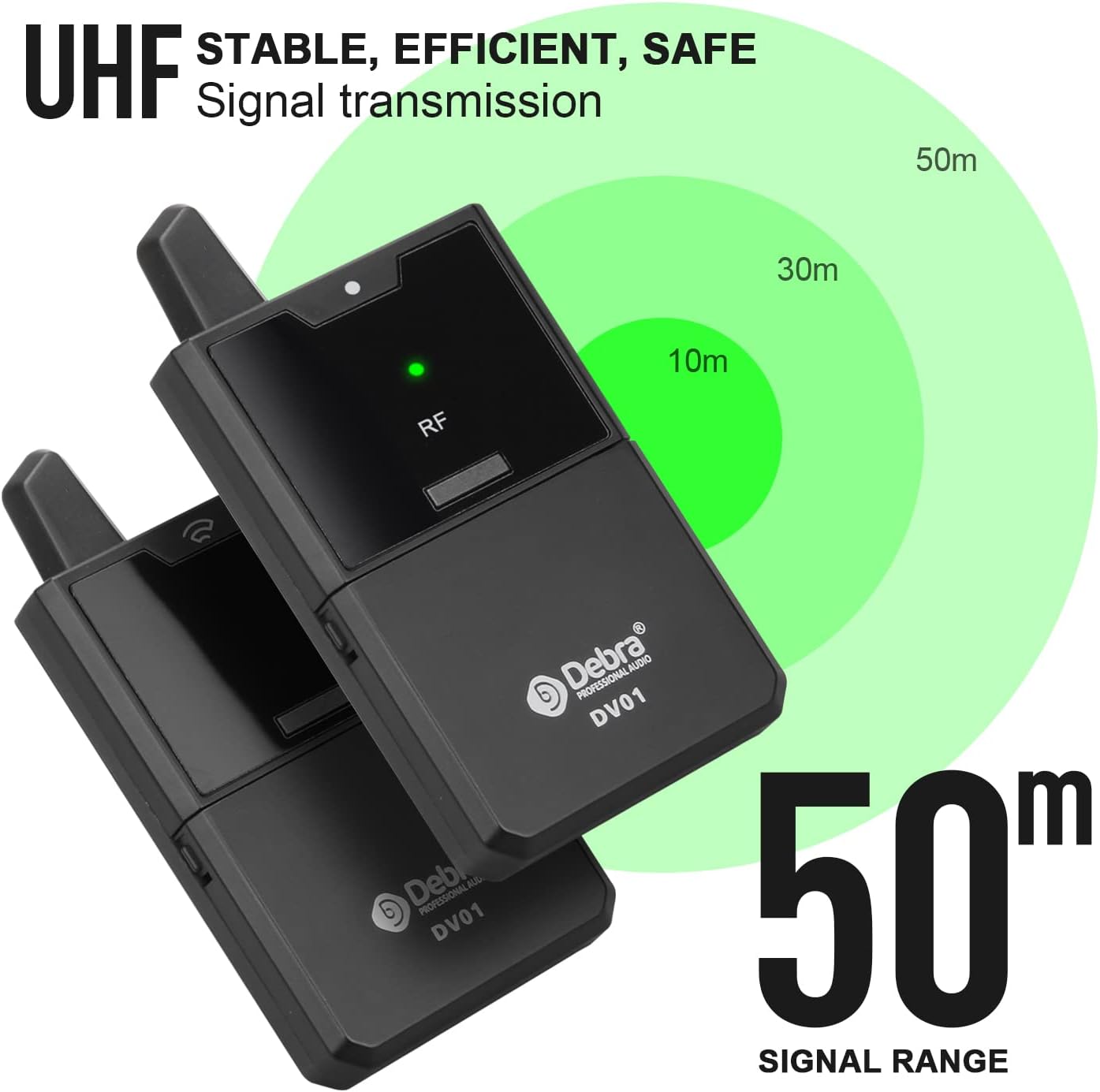 UHF Wireless Lavalier Microphone System with Transmitter and Receiver, 164 Feet, Pack of 2 N873