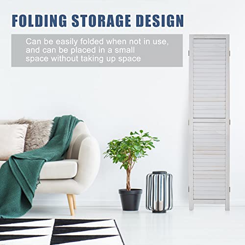 White 6 Panel Wood Room Divider L3690