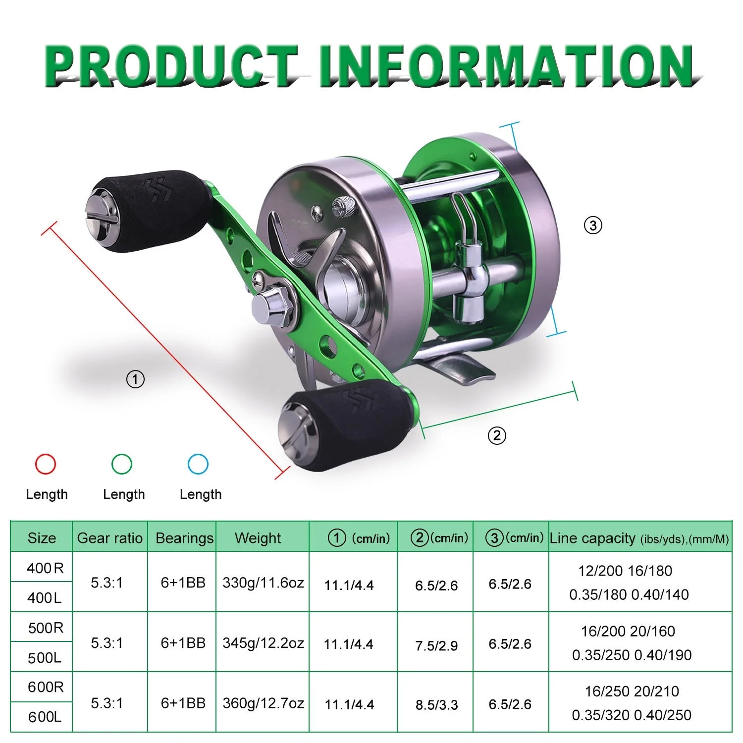 Round Baitcasting Reel Max 22LB Reinforced Metal Body Conventional Reel Z34799